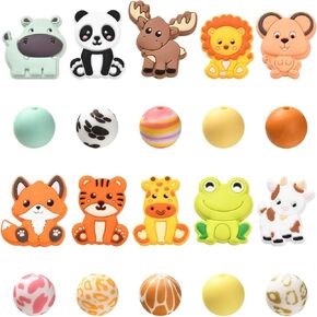 Stiesy 20 Pcs Black and White Dog Paw Beads Rubber Silicone Focal Beads for Pen Decoration Keychain Lanyard Jewelry Making Craft