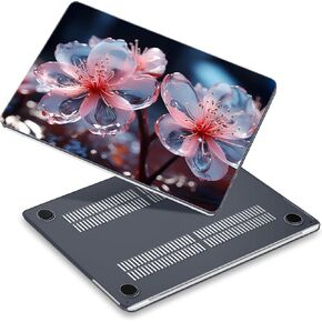 for MacBook Air 13.6" M4 Case 2025 2024 2022 Released A3240/A3113 M3/A2681 M2, Laptop Case with Keyboard Cover & Screen Protector & OTG Adapter & 2 Webcam Covers, Peach Flower