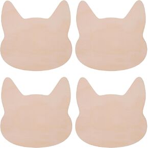 Lurrose 4 Pcs Unfinished Wood Cat Cutouts Blank Wood Slices Wood Cat Shape Pieces for DIY Crafts Painting Home Wall Decoration