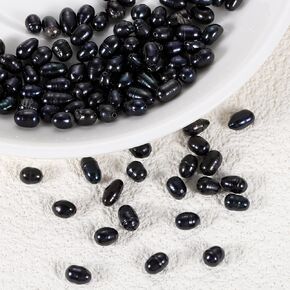 uxcell 100 Pcs Freshwater Pearl Beads, 4-5mm Oval Rice Shape Loose Gemstone Pearls 0.8mm Hole for Leather Cord Beading Jewelry Making DIY Craft, White