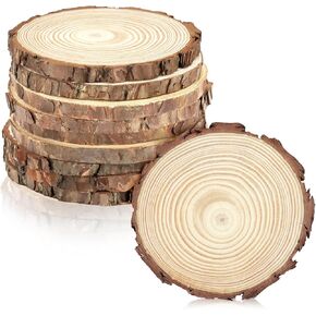 20 Pack Unfinished Wood Slices, 5.1-5.5 Inches Round Wooden Circles for Craft, Rustic Wood Centerpieces for Weddings Table Decor