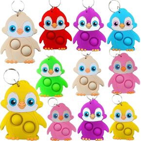 Bulk 24 Packs Mini Backpack Pop Fidget Bubble Toys,Winter Penguin Animal Classroom Students Prizes Birthday Party Favors Gifts