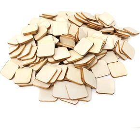 Honbay 200PCS 2.2cm/0.9inch Square Shaped Round Corner Unfinished Blank Wood Pieces Wood Slices Wood Chips Embellishments for DIY Crafts, Home Decoration, Board Games, Early Childhood Education, etc