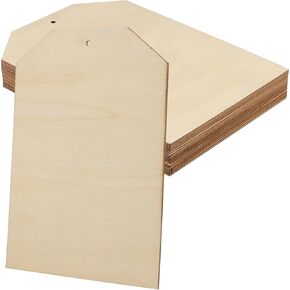 HOIGON 20 PCS 9.8 × 7.09 بوصة علامات خشبية ، علامات هدية خشبية فارغة كبيرة غير مكتملة ، قطع خشبية طبيعية مع ثقوب وحبل القنب لمشاريع DIY الحرفية ، تزيين معلق