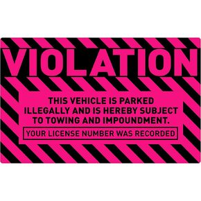 easykart labels 50 Parking Violation Stickers,5 x 8 inch “Violation - Vehicle Illegally Parked, Subject to Towing/Impoundment" Parking Violation Stickers with Permanent Adhesive, Fluorescent