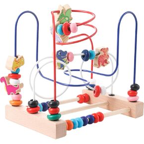 Wooden Bead Maze Toy for Toddlers, Dinosaur Themed Colorful Roller Coaster Abacus Activity Toy,Early Learning Educational, Fine Motor Skill Development, Gift for 3+ Boys and Girls