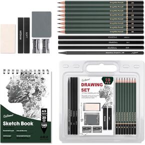 Xin Bowen 43 Pack Sketch Pencils for Drawing Kit Sketching Set with Sketchbook, Pencils, Charcoal, Graphite and More for Artists, Professionals or Beginners