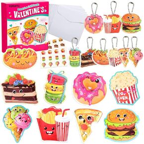 Valentine's Gifts for Kids Classroom- 36 Pack Valentine Scratch and Sniff Cards with Keychains and Envelope, Kids Valentine Gift Exchange Card for School Class Events Valentines Parties, Gift Exchange