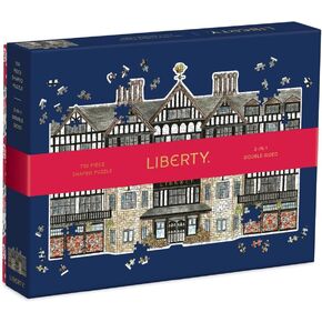 Galison Liberty Tudor Building 750 Piece Shaped Puzzle from Galison - Featuring The Distinctive Tudor Building on One Side and a Floral Pattern on The Other, 27" x 17.75", Unique Gift Idea