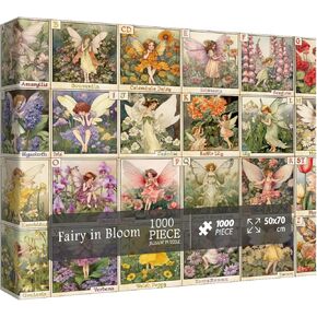 Vintage Flowers Puzzle 1000 Piece for Adults, Garden Fairy Jigsaw Puzzle, Nature Floral Plant Puzzles as Home Wall Decor