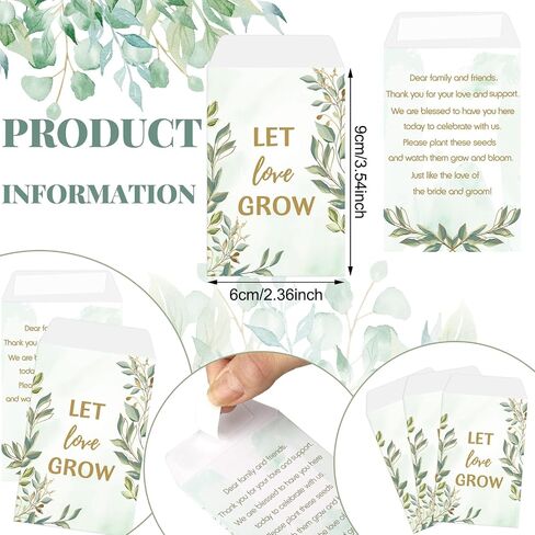 Ctosree 50 Sets Let Love Grow Wedding Favors for Guests Self Adhesive Seed Packets (Seed Not Include) Terracotta Flowerpot Thank You Tags and Organza Gift Bags for Bridal Shower Wedding Party Favors in Kuwait