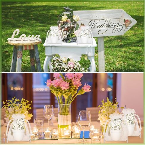 Ctosree 50 Sets Let Love Grow Wedding Favors for Guests Self Adhesive Seed Packets (Seed Not Include) Terracotta Flowerpot Thank You Tags and Organza Gift Bags for Bridal Shower Wedding Party Favors in Kuwait