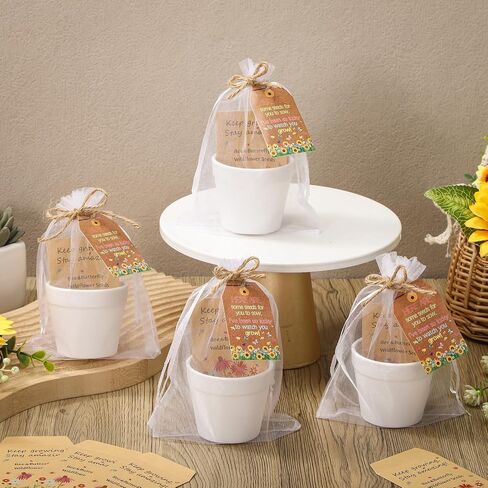 Ctosree 50 Sets Let Love Grow Wedding Favors for Guests Self Adhesive Seed Packets (Seed Not Include) Terracotta Flowerpot Thank You Tags and Organza Gift Bags for Bridal Shower Wedding Party Favors in Kuwait