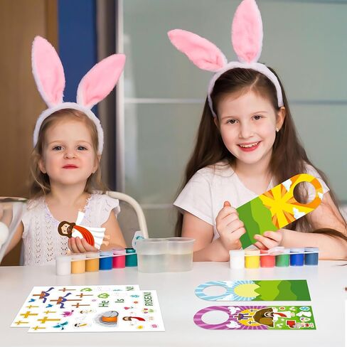 16 Set Easter He Live Jesus Sticker Scenes Door Knob Hangers DIY Easter Jesus Resurrection Stickers Craft Gift for Kids Classroom Party Activities Supply (Easter 16) in Saudi Arabia