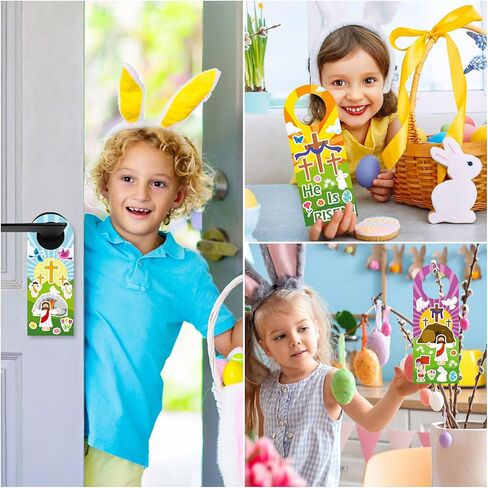 16 Set Easter He Live Jesus Sticker Scenes Door Knob Hangers DIY Easter Jesus Resurrection Stickers Craft Gift for Kids Classroom Party Activities Supply (Easter 16) in Saudi Arabia
