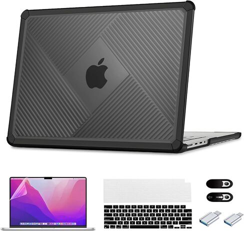 بالنسبة إلى MacBook Pro 14 بوصة Case 2021-2024 تم إصدار M4 M3 M2 Pro/Max Chip A3112 A3185 A3401 A2918 A2992 A2779 A2442 SWARCHPROUS SOND TPU مع فيلم لوحة المفاتيح وفيلم الشاشة ، والشفاف ، in Kuwait