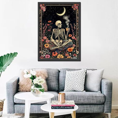 Tucocoo Human Skeleton Jigsaw Puzzles for Adults 1000 Pieces, Whimsical Skull Flowers Boho Art Puzzle Colorful DIY Craft Puzzles for Home Decoration Gifts, Family Puzzle Perfect for Game Nights in Kuwait