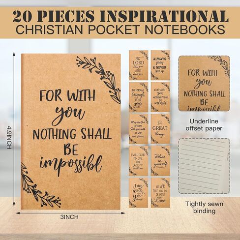 Yeaqee Christian Gifts Retractable Bamboo Pen Bible Verse Inspirational Notebook Keychain Organza Bags for Women Men Gifts in Kuwait