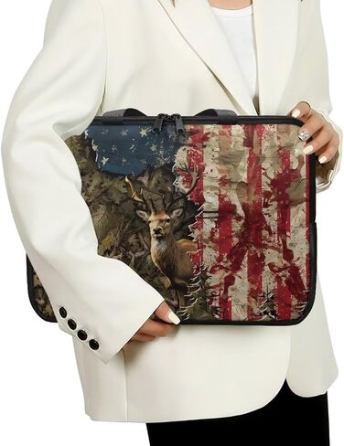 Laptop Bag for Women Men Casual Carrying Bag Durable and Waterproof Briefcase Computer Case with Zipper and Handle Business Office Work Bag, Forest Camo American Flag Deer Print, 17 inch in Saudi Arabia
