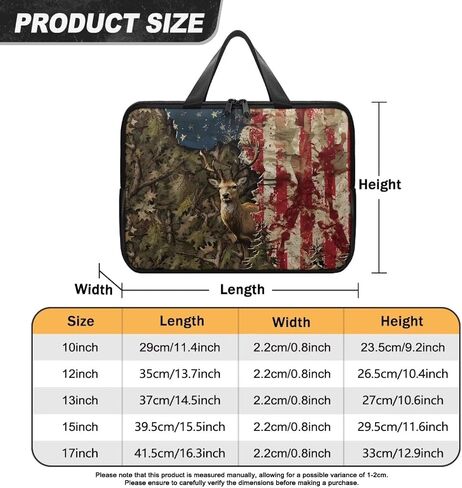 Laptop Bag for Women Men Casual Carrying Bag Durable and Waterproof Briefcase Computer Case with Zipper and Handle Business Office Work Bag, Forest Camo American Flag Deer Print, 17 inch in Saudi Arabia