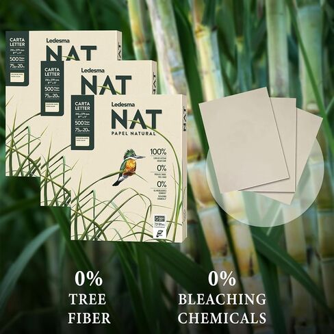 LEDESMA NAT LETTER SIZE 8.5 "x11" ورقة طابعة لب السكران - 75 GSM ، ورقة طابعة نسخ متعددة الأغراض غير المبينة - لجميع طابعات المكاتب والنسخ ، التصميمات ، الحرف (3 صفائح - 1500 صفائح) in Kuwait