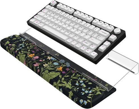 Keyboard Stand for Desktop, Floral Wrist Support for Keyboard, Anti-Fatigue Memory Foam Wrist Rest, 3-Angle Adjustable Keyboard Riser for Office Home (Black) in Saudi Arabia