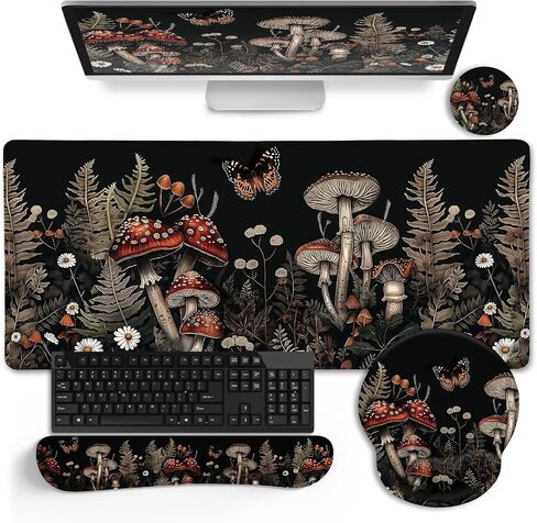 Desk Mat Desk Pad, Large Gaming Mouse Pad with Wrist Rest Wrist Support, Ergonomic Mouse Pad Keyboard Mat Wrist Rest, Cup Coaster, Home Office Desk Accessories Decor Supplies, Funny Black Cat in Saudi Arabia