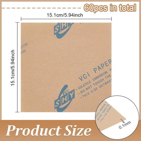BENECREAT 60 Sheets Anti-Rust Paper, 5.9x5.9 Inch Rust-Proof Paper, 0.1mm Thick Anti-Corrosion Paper for Protecting Jewelry, Metal Ware, Electronics & Musical Equipment in Saudi Arabia