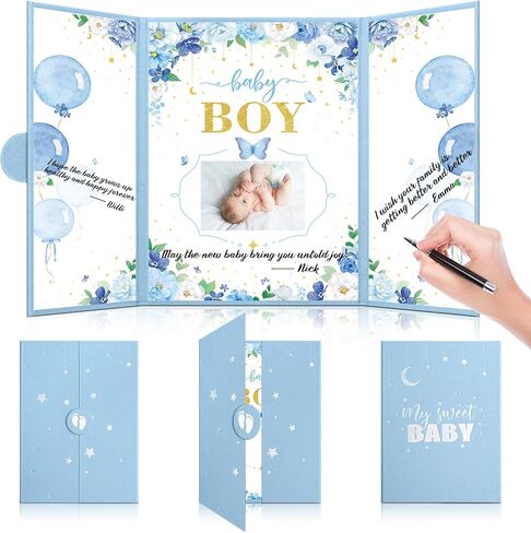 Large Baby Shower Guest Book Cute Baby Shower Signature Board with Picture Party Guest Book Alternatives Creative Keepsake Party Decor(Girl) in Kuwait
