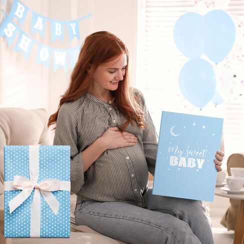 Large Baby Shower Guest Book Cute Baby Shower Signature Board with Picture Party Guest Book Alternatives Creative Keepsake Party Decor(Girl) in Kuwait