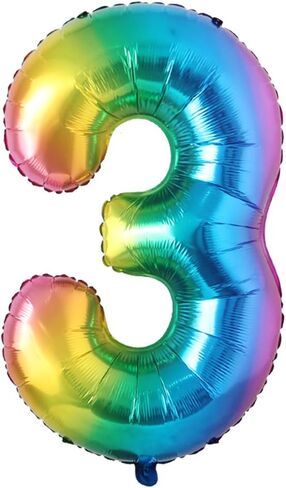 40 بوصة كبيرة قوس قوس قزح احباط عيد ميلاد البالون رقم الهليوم البالونات عيد ميلاد سعيد ديكورات حفلة الأطفال شخصيات الهواء الزفاف (40 بوصة اللون 6) in Kuwait