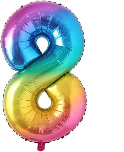 40 بوصة كبيرة قوس قوس قزح احباط عيد ميلاد البالون رقم الهليوم البالونات عيد ميلاد سعيد ديكورات حفلة الأطفال شخصيات الهواء الزفاف (40 بوصة اللون 6) in Kuwait