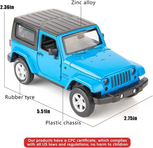 سيارات Diecast Model Cars Toy ، Rangler Rubicon1: 32 Scale Alloy Petwing Toy مع لعبة الصوت واللعب الخفيف للفتيات والأولاد أطفال (أزرق) in Kuwait