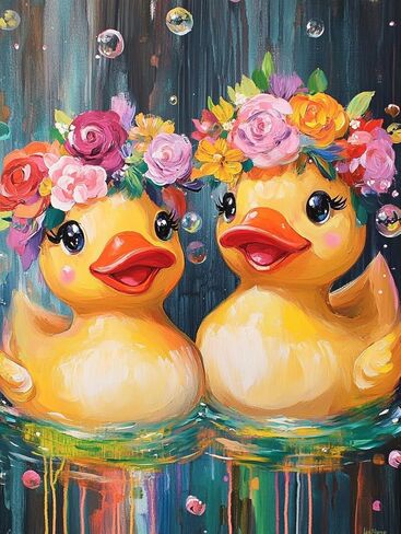 مجموعات فن الماس Ginfonr DIY 5D للبالغين ، لوحة Duck Diamond للبالغين ، Flower Flower Flower Close ، فنية الماس التطريز الحرف Rhinestone For Home Wall Decor in Kuwait