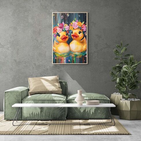 مجموعات فن الماس Ginfonr DIY 5D للبالغين ، لوحة Duck Diamond للبالغين ، Flower Flower Flower Close ، فنية الماس التطريز الحرف Rhinestone For Home Wall Decor in Kuwait