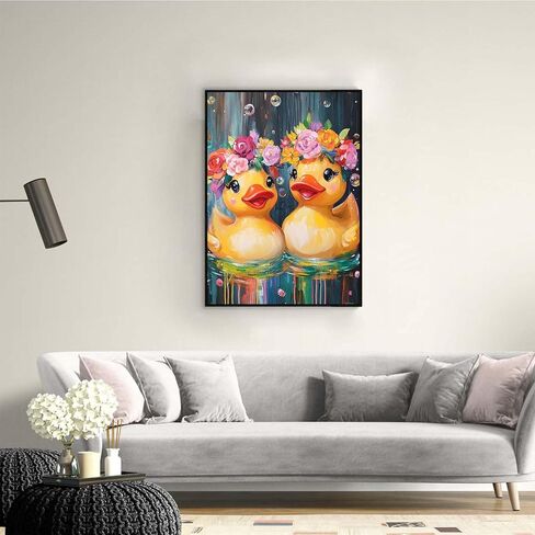 مجموعات فن الماس Ginfonr DIY 5D للبالغين ، لوحة Duck Diamond للبالغين ، Flower Flower Flower Close ، فنية الماس التطريز الحرف Rhinestone For Home Wall Decor in Kuwait
