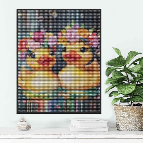 مجموعات فن الماس Ginfonr DIY 5D للبالغين ، لوحة Duck Diamond للبالغين ، Flower Flower Flower Close ، فنية الماس التطريز الحرف Rhinestone For Home Wall Decor in Kuwait