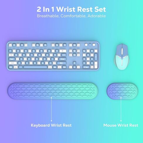 MoKo Keyboard Wrist Rest, Ergonomic Wrist Rest for Computer Keyboard and Mouse with Soft Memory Foam, Keyboard Wrist Support for Typing Pain Relief, Ideal for Office Work Gaming, Gradient Purple Green in Kuwait