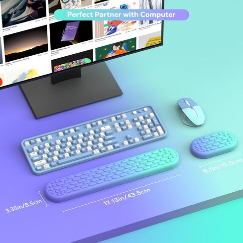 MoKo Keyboard Wrist Rest, Ergonomic Wrist Rest for Computer Keyboard and Mouse with Soft Memory Foam, Keyboard Wrist Support for Typing Pain Relief, Ideal for Office Work Gaming, Gradient Purple Green in Kuwait