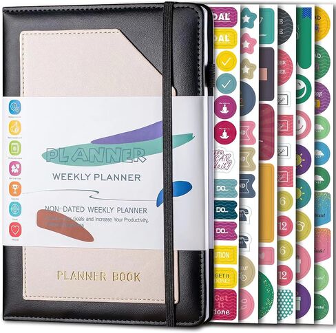 Planner PRO – Weekly & Monthly Life Planner to Increase Productivity, Time Management and Hit Your Goals – Organizer, Gratitude Journal – Undated, 1 Year – Softcover, 8.3x5.7″ (black) in Saudi Arabia