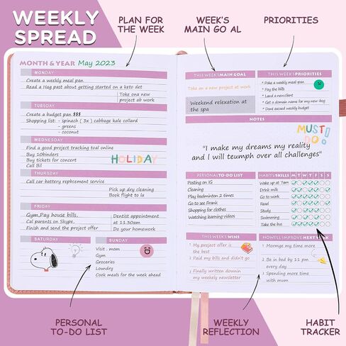 Planner PRO – Weekly & Monthly Life Planner to Increase Productivity, Time Management and Hit Your Goals – Organizer, Gratitude Journal – Undated, 1 Year – Softcover, 8.3x5.7″ (black) in Saudi Arabia