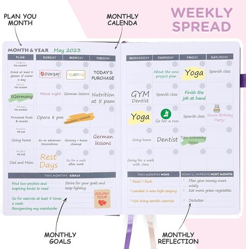 Planner PRO – Weekly & Monthly Life Planner to Increase Productivity, Time Management and Hit Your Goals – Organizer, Gratitude Journal – Undated, 1 Year – Softcover, 8.3x5.7″ (black) in Saudi Arabia