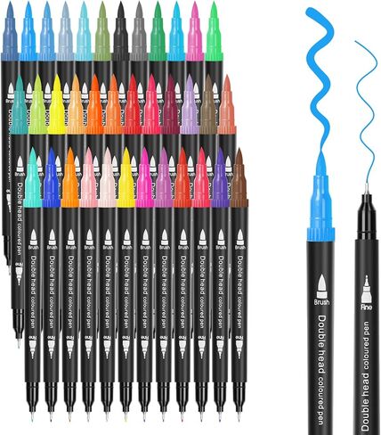 SMOOTHERPRO 36 Acrylic Paint Pens, Brush Tip (1-2mm) and 0.4mm Fineliner, Waterproof Acrylic Paint Markers for Adults Fabric Markers for Textile, Canvas, Rock, Glass, Wood, Paper, Pumpkin, DIY in Kuwait
