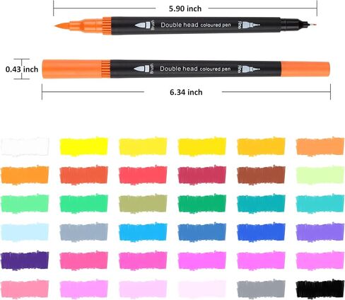 SMOOTHERPRO 36 Acrylic Paint Pens, Brush Tip (1-2mm) and 0.4mm Fineliner, Waterproof Acrylic Paint Markers for Adults Fabric Markers for Textile, Canvas, Rock, Glass, Wood, Paper, Pumpkin, DIY in Kuwait