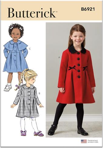 Butterick Children's Coat Sewing Pattern Kit, Design Code B6921, Sizes 2-3-4-5 in Saudi Arabia