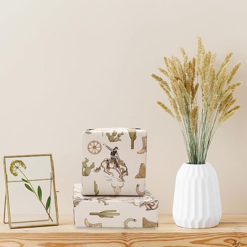 JarThenaAMCS Western Cowboy Wrapping Paper -Not Roll- Wild West Rodeo Gift Wrap Paper Bulk 27.6 x 39.4 Inch Folded Flat Tropical Art Paper for Birthday Baby Shower, 6 Sheet in Saudi Arabia