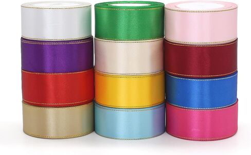 1-1/2 inch 300 Yard Satin Ribbon for Valentine‘s Day Flower Bouquet Arts Crafts Sewing 12 x 25 Yard Each Roll Ribbon for Trim Bow Merry Christmas Decoration (12 Colors Mix, 1-1/2 inch Width) in Saudi Arabia