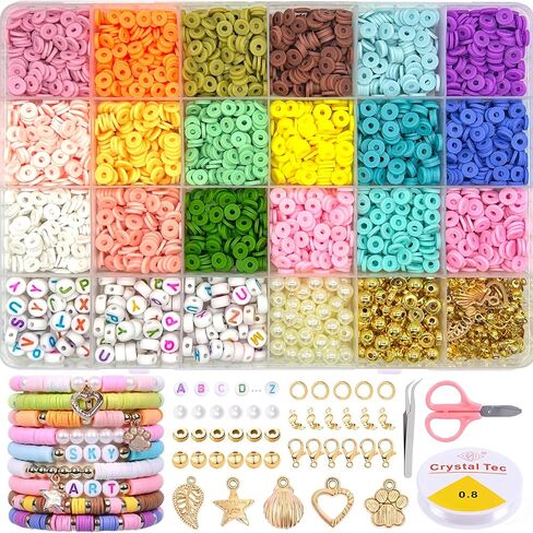 Clay Beads Bracelet Making Kit, Friendship Bracelet Kit with Class Beads, Kandi Beads, Letter Beads and Charms for Jewelry Making DIY Craft in Saudi Arabia