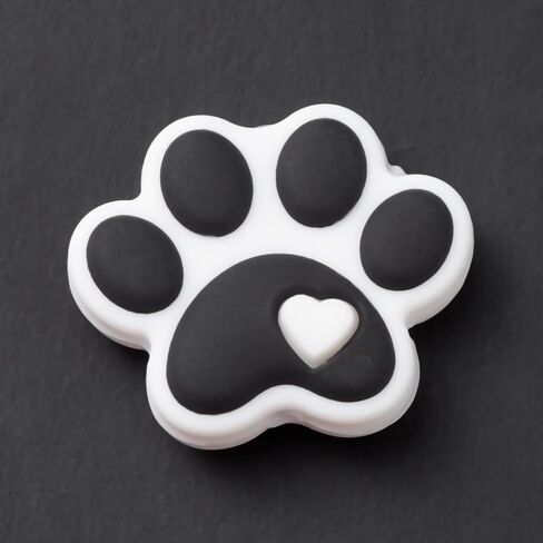 Stiesy 20 Pcs Black and White Dog Paw Beads Rubber Silicone Focal Beads for Pen Decoration Keychain Lanyard Jewelry Making Craft in Saudi Arabia