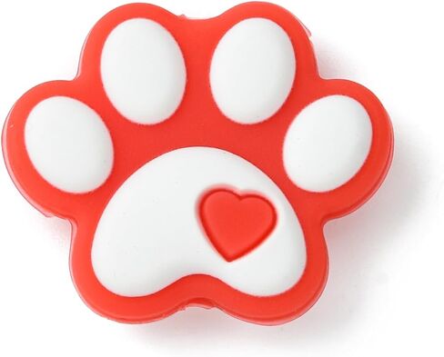 Stiesy 20 Pcs Black and White Dog Paw Beads Rubber Silicone Focal Beads for Pen Decoration Keychain Lanyard Jewelry Making Craft in Saudi Arabia